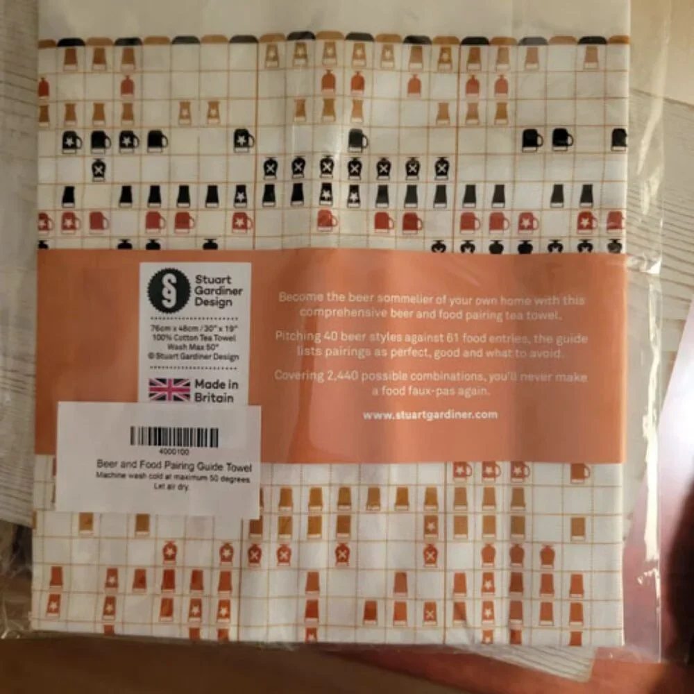 Beer & Food Pairing Chart Kitchen Towel 2440 Combos Bar Gift or Decor NWT UK